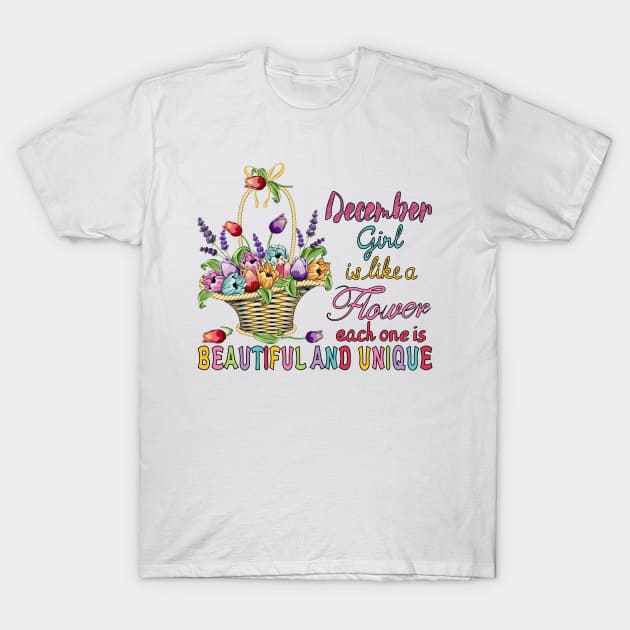 December Girl - Flower Basket T-Shirt by Designoholic